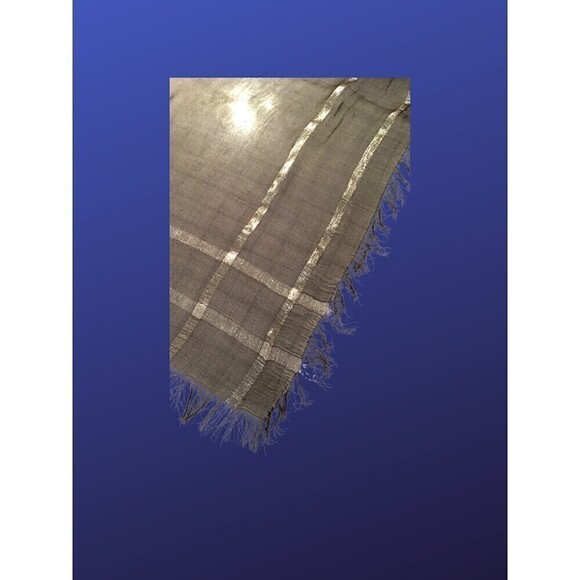 unbranded Shawl Wrap Scarf, DARK GRAY/SILVER METALLIC, GUC - Picture 3 of 7